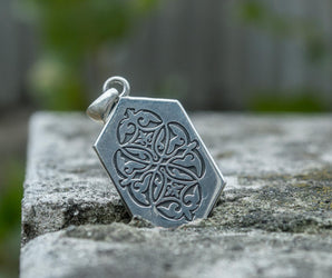 Unique Handcrafted Pendant with Geraldic lilia Sterling Silver Viking Jewelry