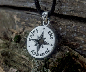Compass Pendant Sterling Silver Unique Handmade Jewelry V03