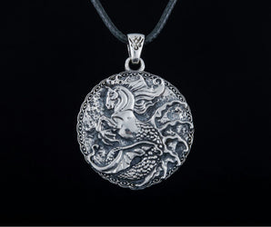 Hippocampus Mythology Sterling Silver Pendant Handmade Viking Jewelry