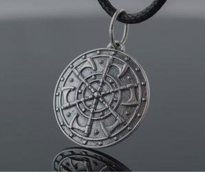 Kolovrat Pendant with Axe Symbol Sterling Silver Unique Jewelry