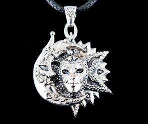 Venetian Mask Pendant Sterling Silver Handmade Jewelry