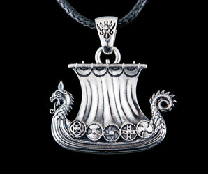 Norse Drakkar Pendant Sterling SIlver Viking Jewelry