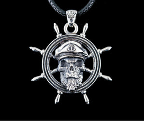 Skull Pendant with Handweel Symbol Sterling Silver Jewelry