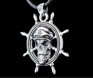 Skull Pendant with Handweel Symbol Sterling Silver Jewelry