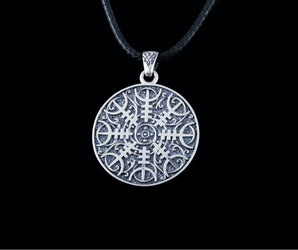 Viking Pendant with Helm of Awe Symbol Sterling Silver Norse Jewelry