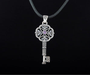 Fashion Key Pendant with Cubic Zirconia Sterling Silver Jewelry