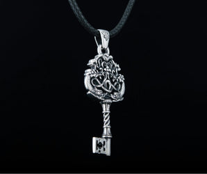 Key Pendant with Fish Sterling Silver Jewelry
