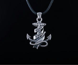 Anchor Symbol with Rope Pendant Sterling Silver Handcrafted Jewelry