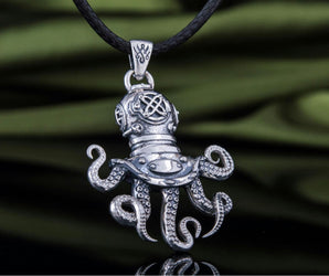 Octopus Pendant Sterling Silver Sailor Jewelry