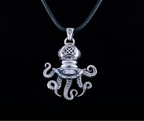 Octopus Pendant Sterling Silver Sailor Jewelry