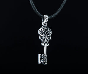 Key with Lion Symbol Sterling Silver Jewelry