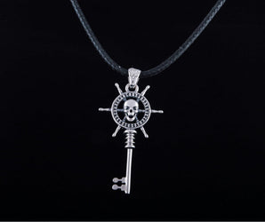 Key with Skull Pendant Sterling Silver Jewelry