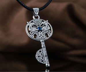 Key with Axes and Cubic Zirconia Sterling Silver Jewelry