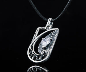 Pendant with White Heart Cut Cubic Zirconia Sterling Silver Jewelry