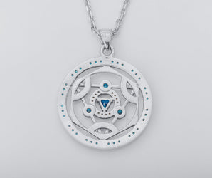Triangular Style Pendant with Gems, 925 silver