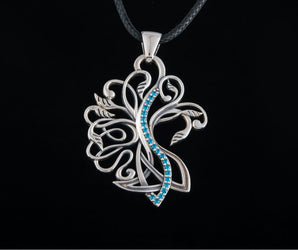 Pendant in Tree Style with Cubic Zirconia Sterling Silver Jewelry