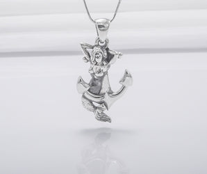Anchor Handmade 925 Silver Pendant With Mermaid, Handcrafted Jewelry