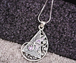 925 silver Fashion Geometry pendant with gems, unique fashion Jewelry