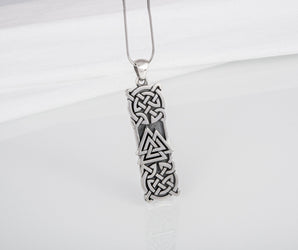 925 silver Viking pendant with Valknut and Celtic knots ornament, unique handmade jewelry