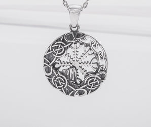 Minimalistic Helm of Awe Steerling Silver Pendant, Handmade Jewelry