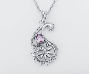 Paisley Pendant with Gems, 925 Silver