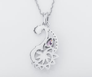 Paisley Pendant with Gems, 925 Silver