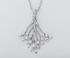 Flower Branch with Pearls Pendant