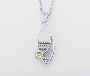 Fish Pendant with Gems, Sealife style, 925 silver