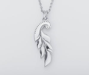 Feather 925 Silver Pendant with Gems