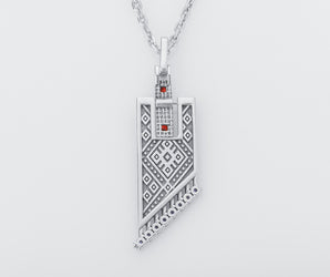 Ukrainian Embroidered Shirt Necklace, 925 silver