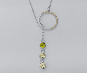 Bright Personality Pendant with Yellow Gems, Rhodium Plated 925 Silver