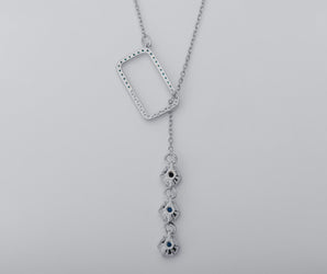 Bright Personality Pendant with Blue Gems, Rhodium Plated 925 Silver