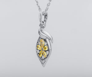 Lemon Pendant with Gems, 925 Silver