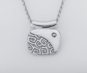 Calm and Angry Sea Pendant with Gem, 925 Silver