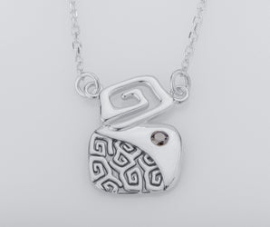 Calm and Angry Black Sea Pendant with Whirlpool and Gem, 925 Silver