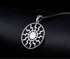 Black Sun Symbol Pendant Sterling Silver Viking Jewelry