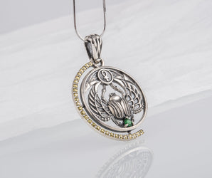 Sterling Silver Egypt Pendant with Scarab, Handmade Egyptian Jewelry
