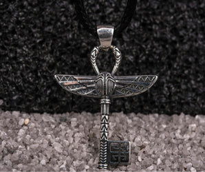 Ankh with Key Style Pendant Sterling Silver Egypt Jewelry