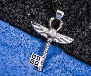 Ankh with Key Style Pendant Sterling Silver Egypt Jewelry