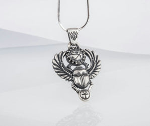 Scarabaeus with Udjat Symbol Pendant Sterling Silver Handmade Egypt Jewelry
