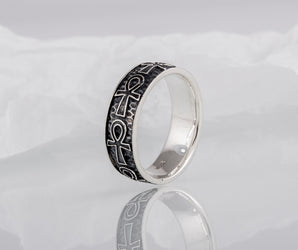 Unique Handmade Egypt Ring with Ankh Symbol Sterling Silver Jewelry