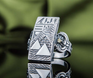 Ring with Pyramid Sterling Silver Egypt Jewelry