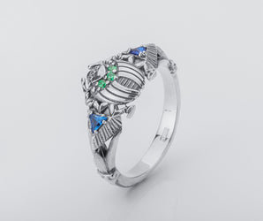 Scarab Egyptian Ring with Gems, 925 silver