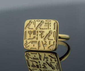 Unique Ring with Egypt Symbols Gold Jewelry