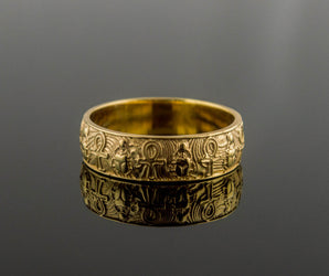 Gold Unique Ring with Egypt Ankh Symbol Egypt Jewelry