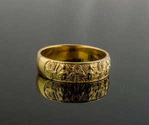 Gold Unique Ring with Egypt Ankh Symbol Egypt Jewelry