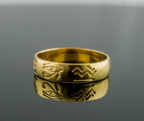 Gold Ring with Egypt Symbol Unique Jewelry