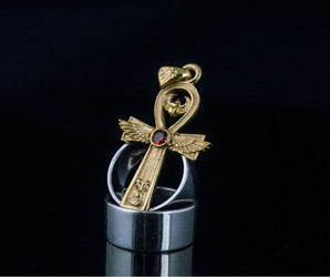 Ankh Symbol Pendant with Cubic Zirconia Gold Egypt Jewelry