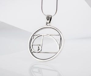 Unique Pendant with Golden Triangle Symbol Sterling Silver Geometry Jewelry