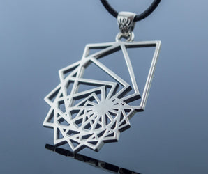 Golden Triangle Pendant with Geometry Ornament Sterling Silver Handmade Jewelry